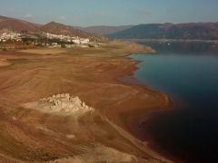 Tokat Almus Baraj Gölü’nde su, yüzde 28,8 seviyesine geriledi