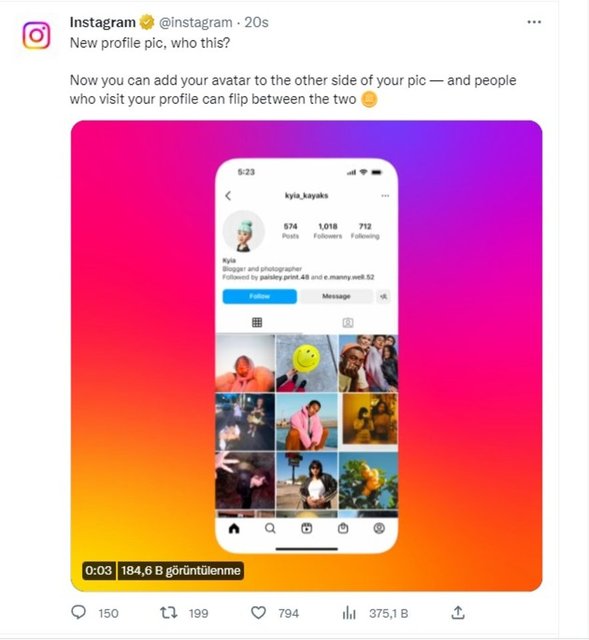 Instagram'dan yeni özellik: İki profil fotoğrafı arasında geçiş yapılabilecek