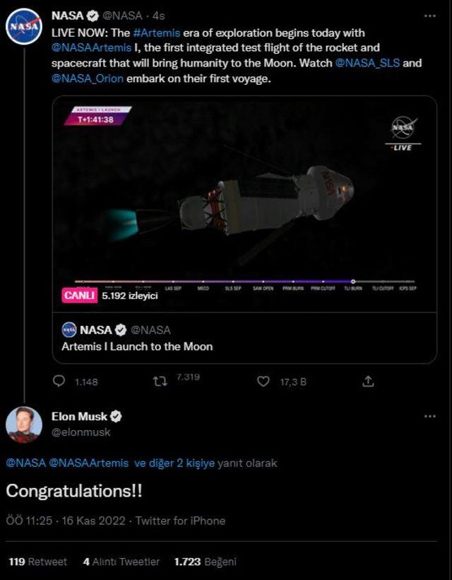 Elon Musk tebrik