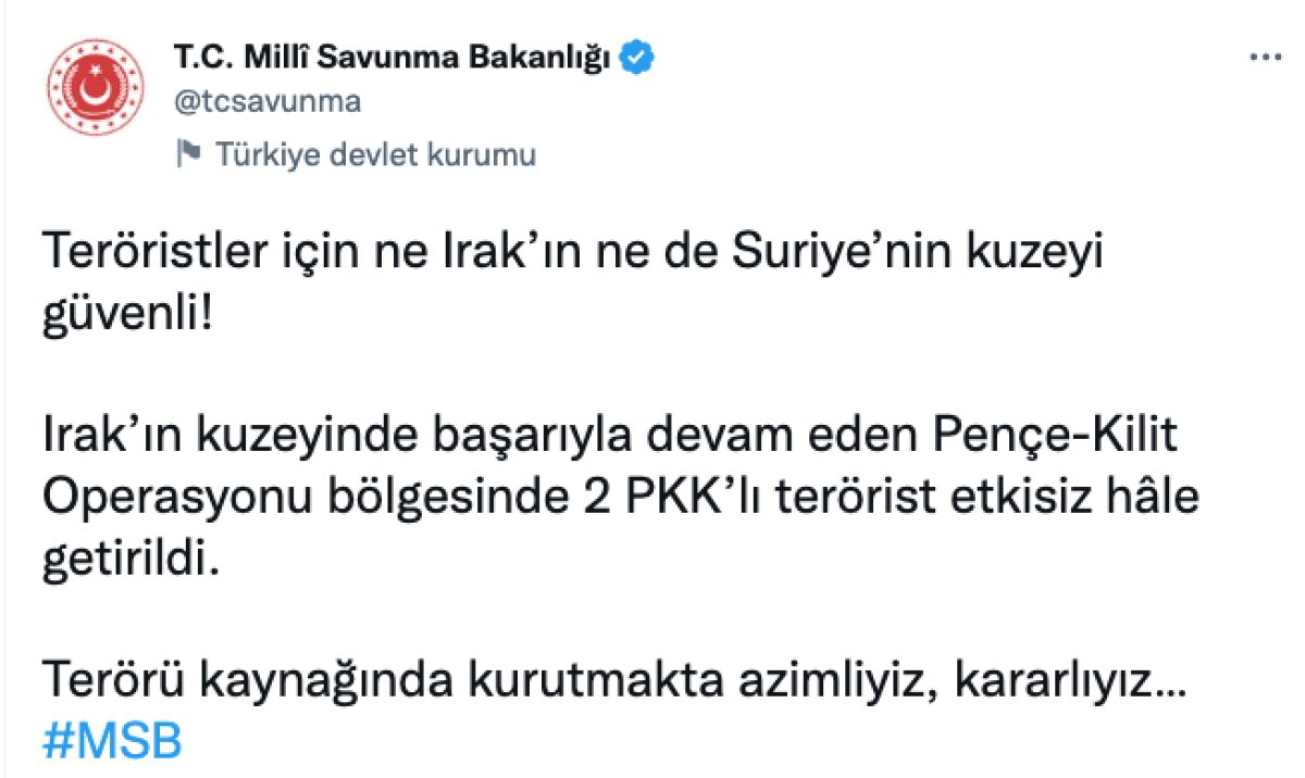 Pençe Kilit bölgesinde 2 terörist öldürüldü #1