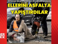 Aktivistler ellerini asfalta yapıştırdı