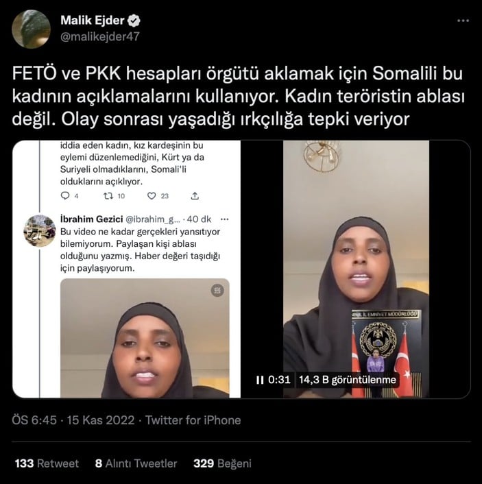 Somalili kadının, teröristin ablası olduğu iddiası gerçek dışı çıktı