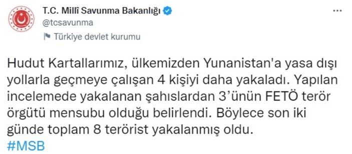 Yasa dışı yollarla Yunanistan'a kaçmaya çalışan 4 kişi yakalandı